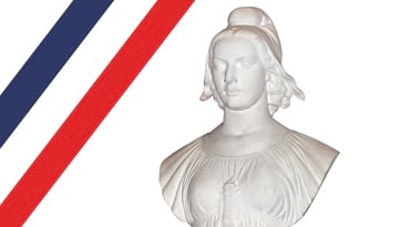 Un buste de Marianne et un bandeau tricolore